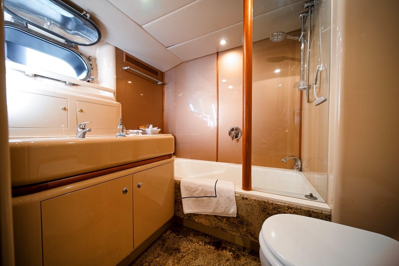 a bathroom with a shower and a sink aboard ECLIPSE Yacht for Sale