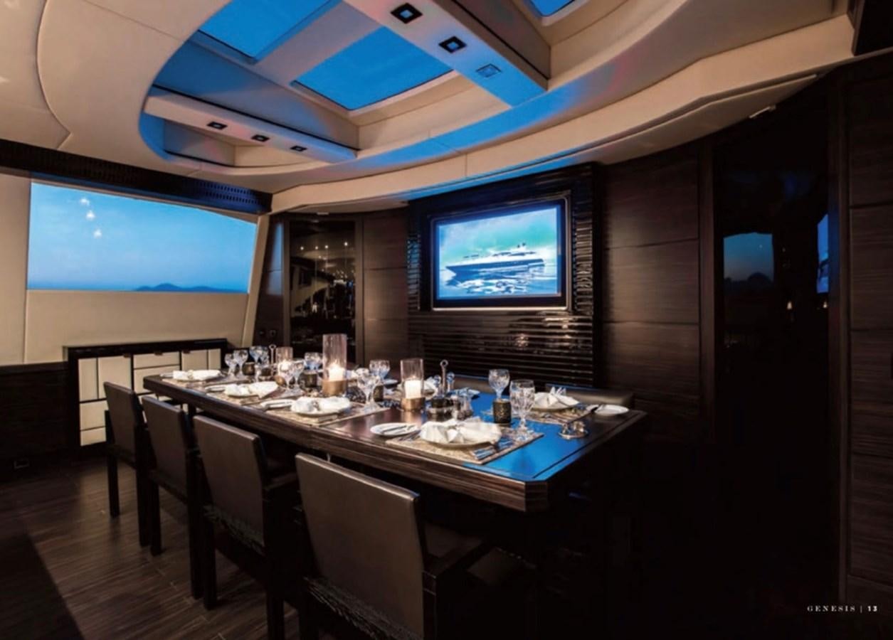 a table with a set of wine glasses on it aboard GENESIS Yacht for Sale