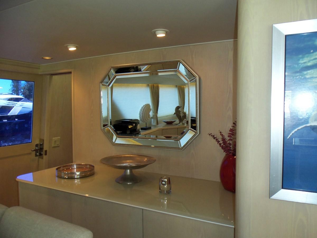 a bathroom with a large mirror aboard MON SHERI Yacht for Sale
