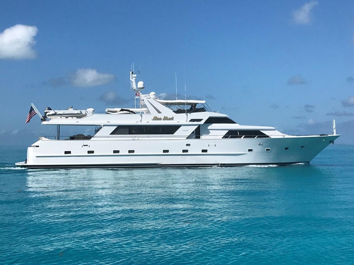a white yacht in the water aboard MON SHERI Yacht for Sale