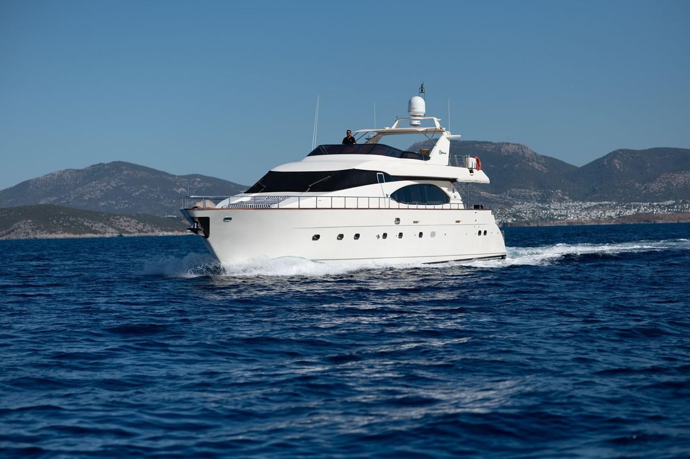 a white yacht on the water aboard STOLI Yacht for Sale