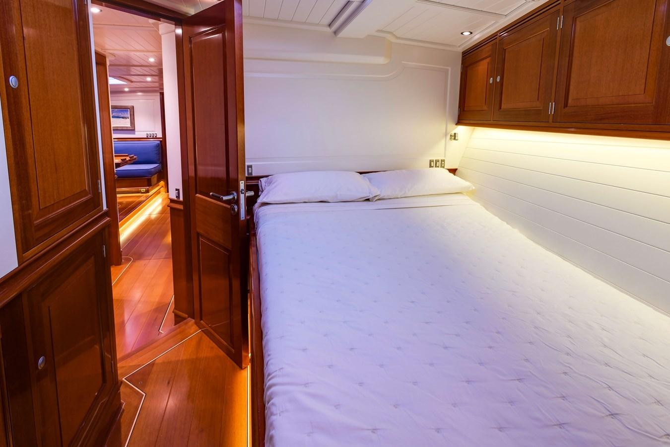 a bed in a room aboard ATALANTE Yacht for Sale
