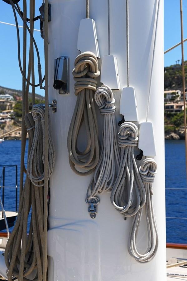 a white boat with ropes aboard ATALANTE Yacht for Sale