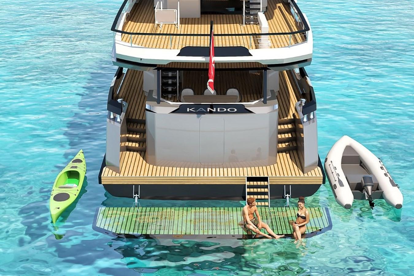 a couple of people on a boat aboard KANDO 85 Yacht for Sale