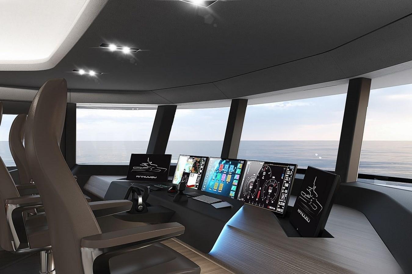 a room with computers and monitors aboard KANDO 85 Yacht for Sale