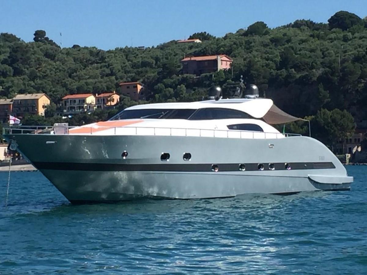 a white yacht in the water aboard PATHOS Yacht for Sale