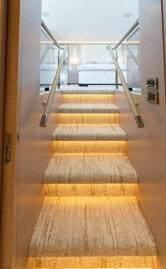 a hallway with a glass door aboard OCEAN ALEXANDER 32L11 Yacht for Sale
