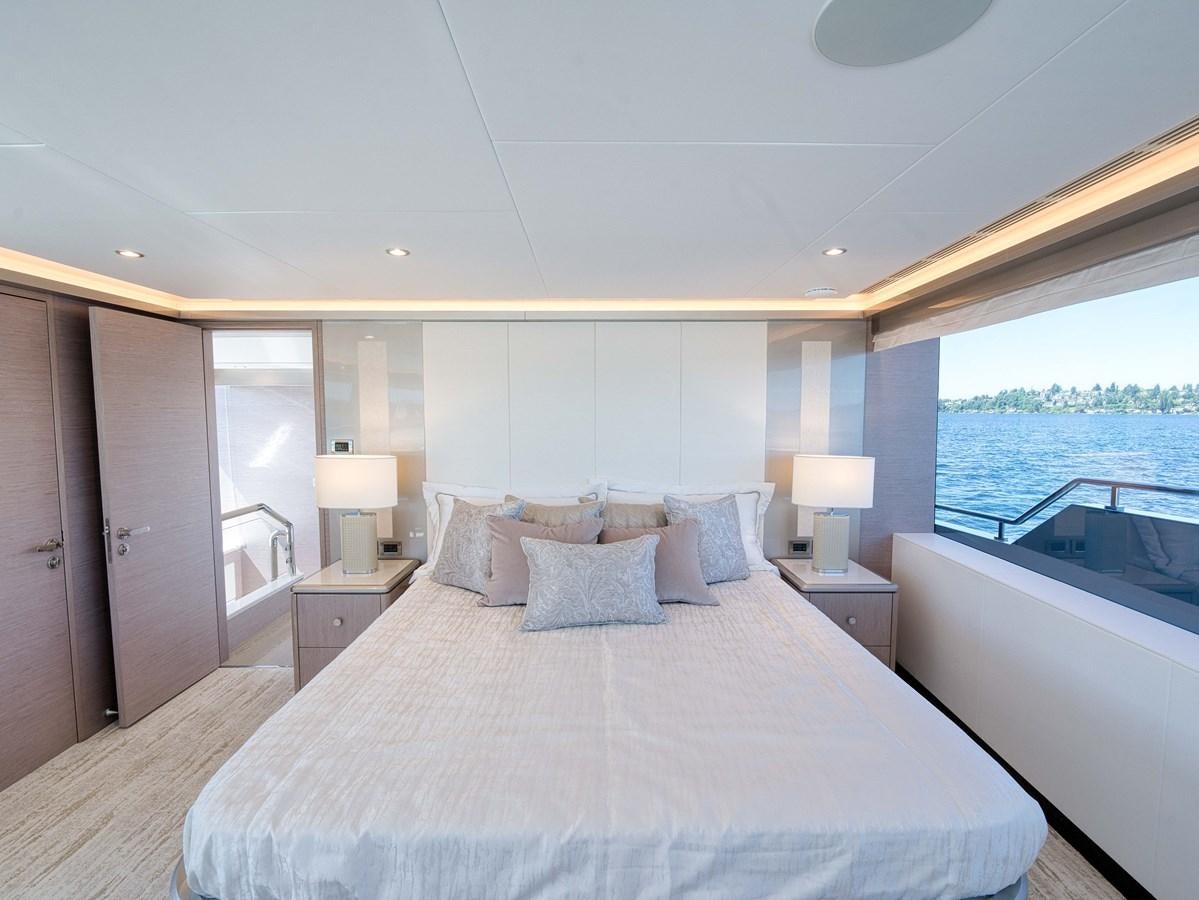 a large bed in a hotel room aboard OCEAN ALEXANDER 32L11 Yacht for Sale
