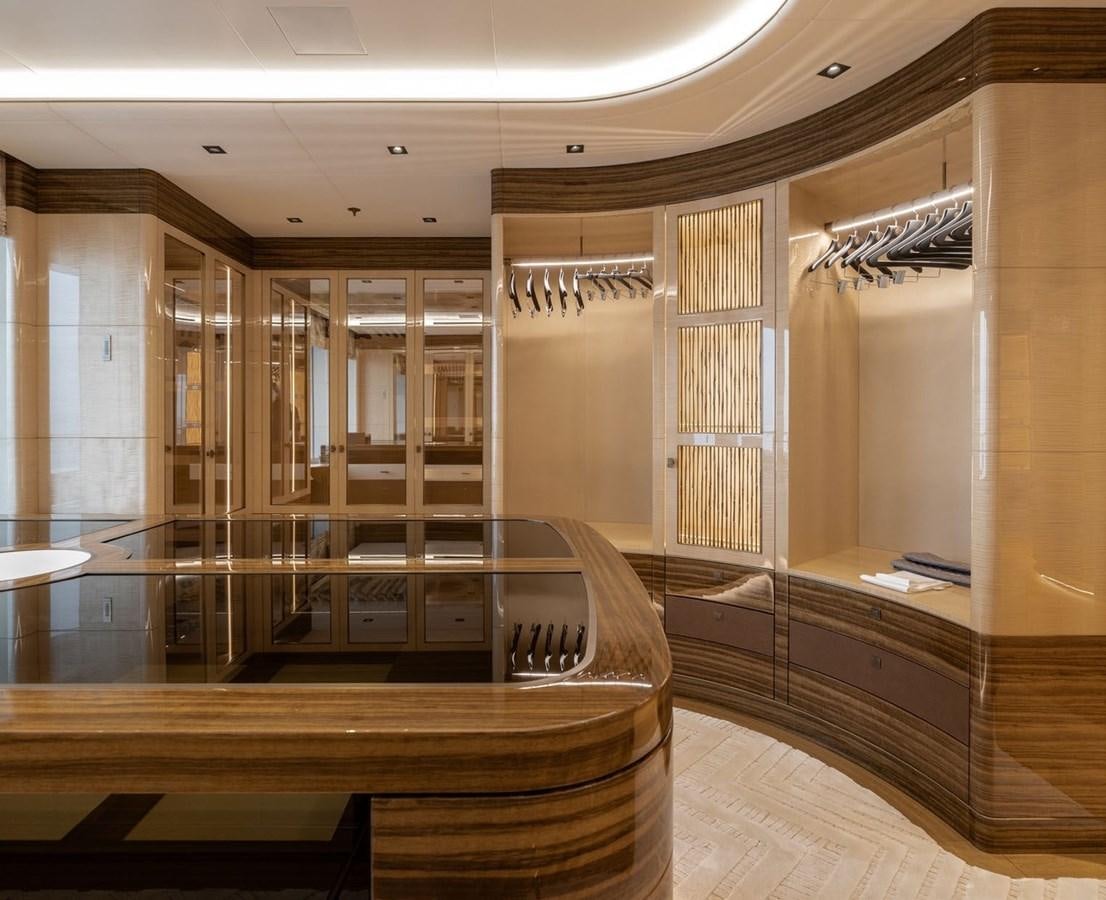 a room with a glass wall aboard ENERGY Yacht for Sale