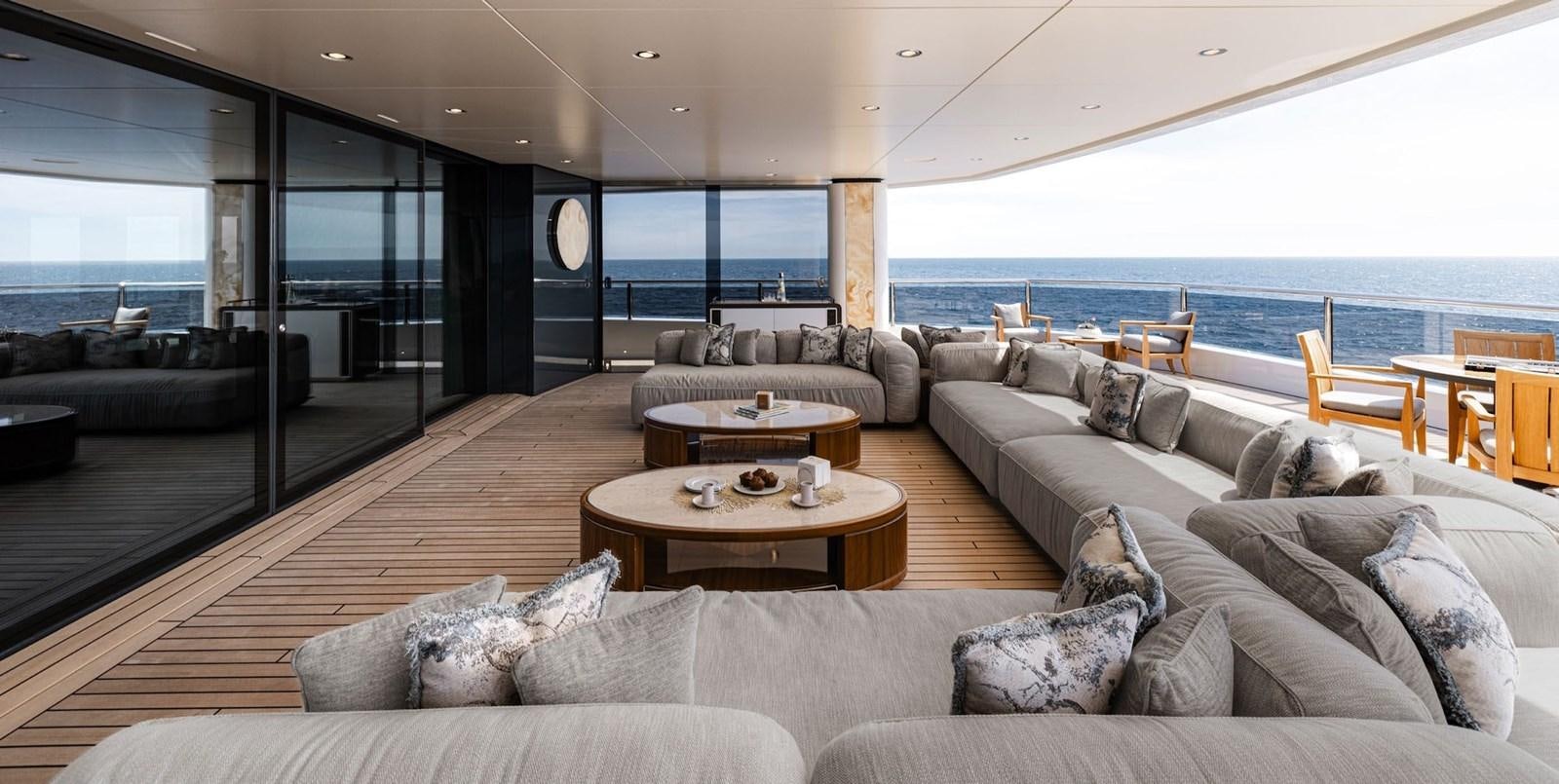 a living room with a large window aboard ENERGY Yacht for Sale