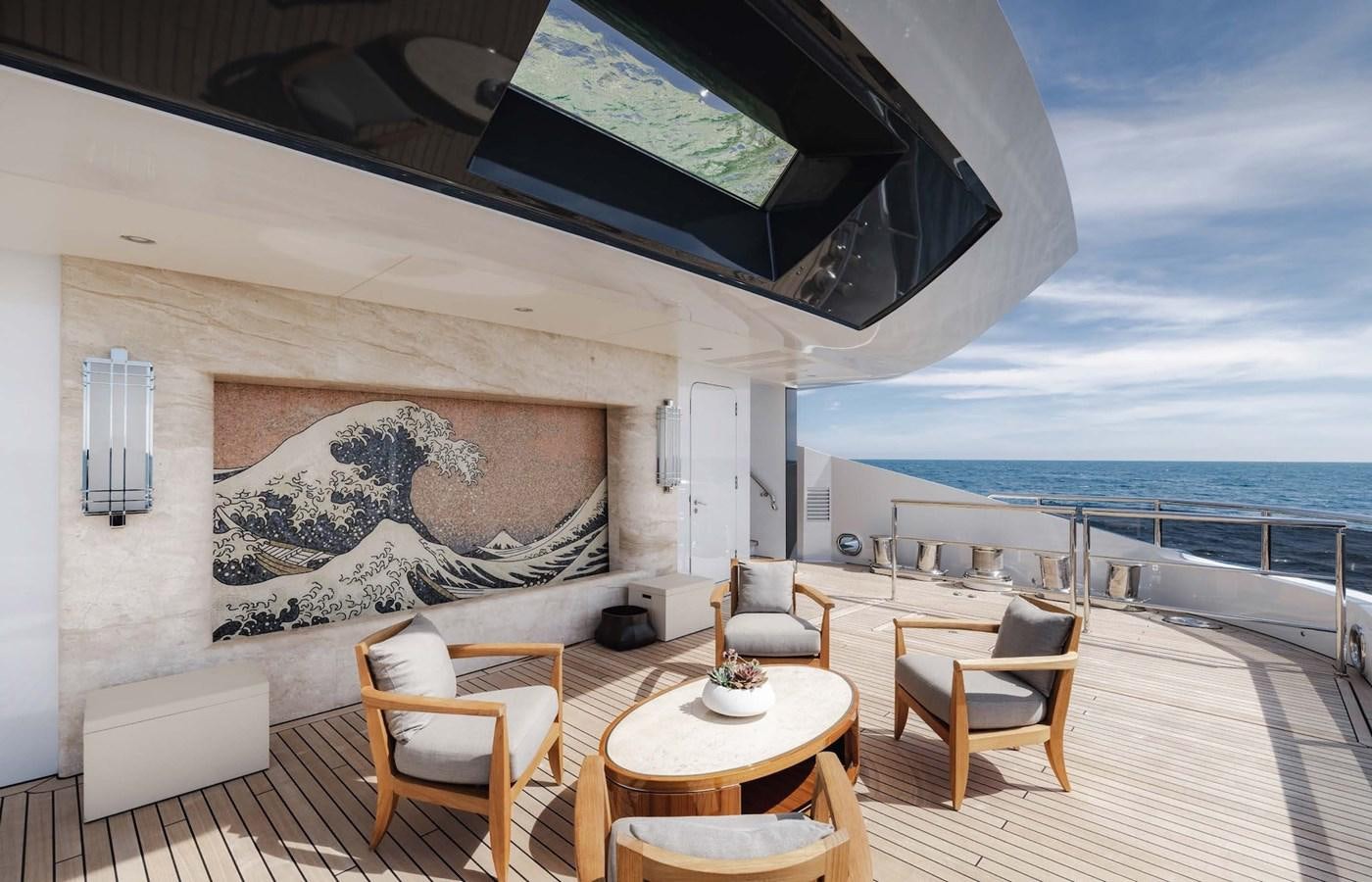 a room with a table and chairs aboard ENERGY Yacht for Sale
