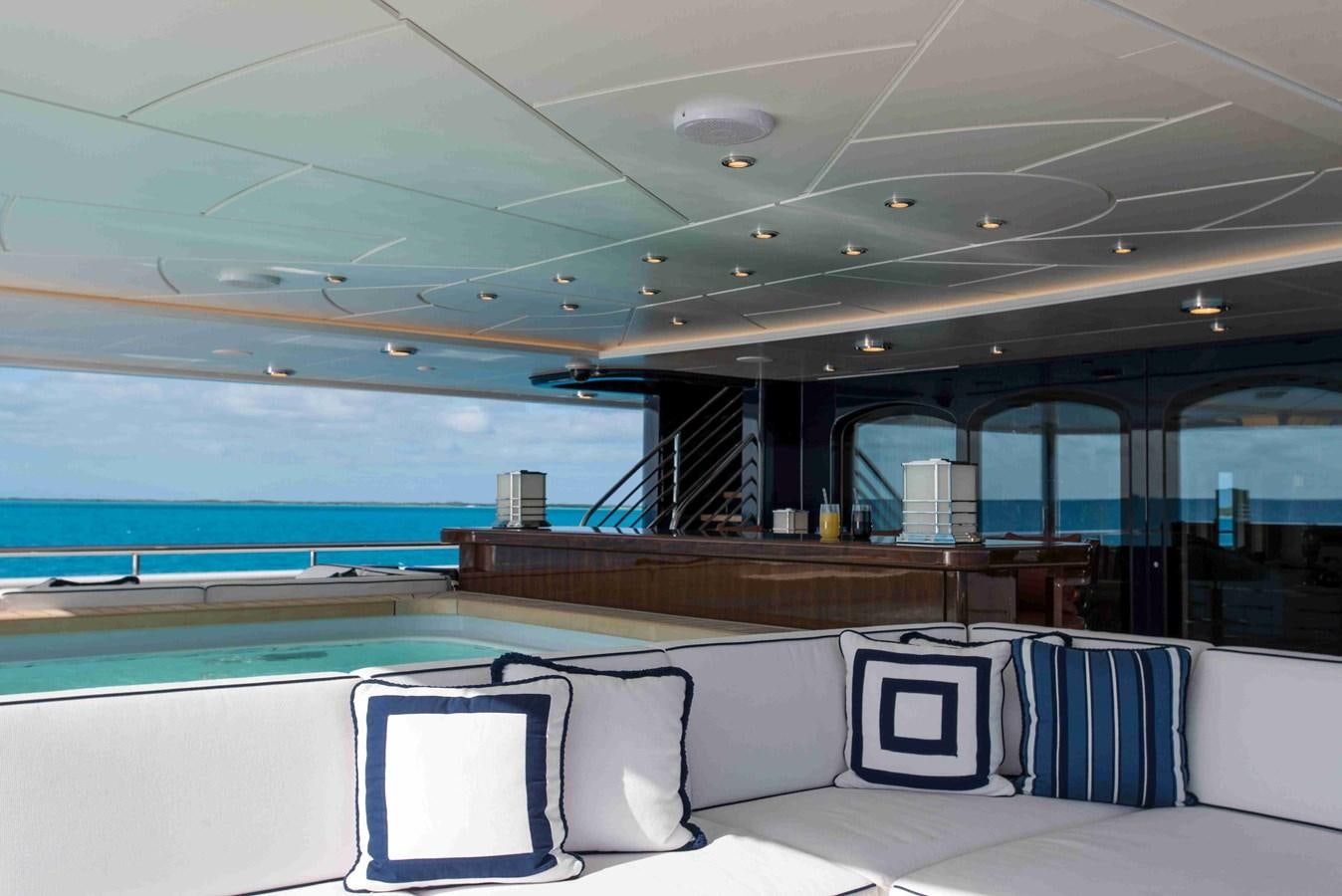 a boat with seats aboard AURORA Yacht for Sale