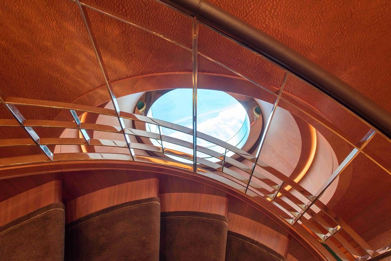 a view looking up from the inside of a building aboard AURORA Yacht for Sale