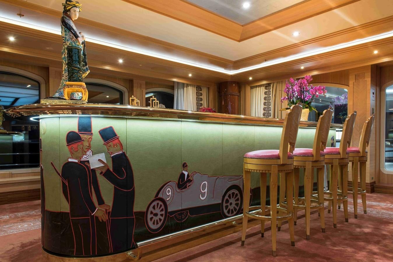 a colorful display in a building aboard AURORA Yacht for Sale