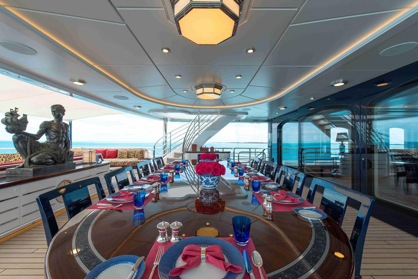 inside of a building with a statue aboard AURORA Yacht for Sale