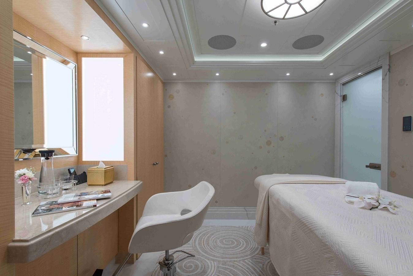a bathroom with a sink and a mirror aboard AURORA Yacht for Sale