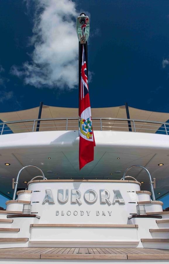 a flag on a boat aboard AURORA Yacht for Sale