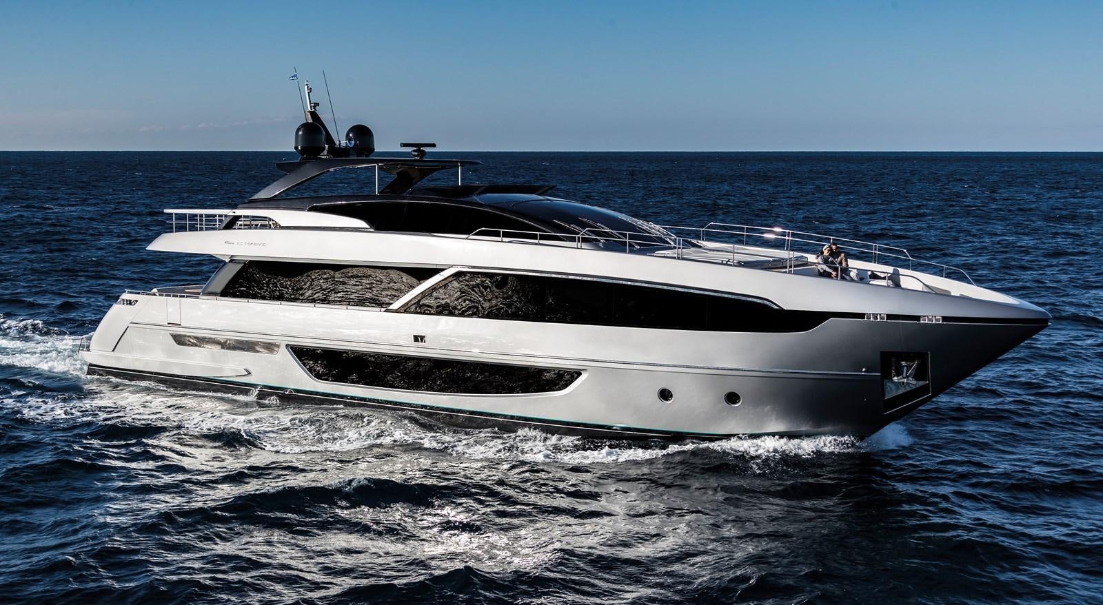 a white yacht on the water aboard IRON GRYPHON Yacht for Sale