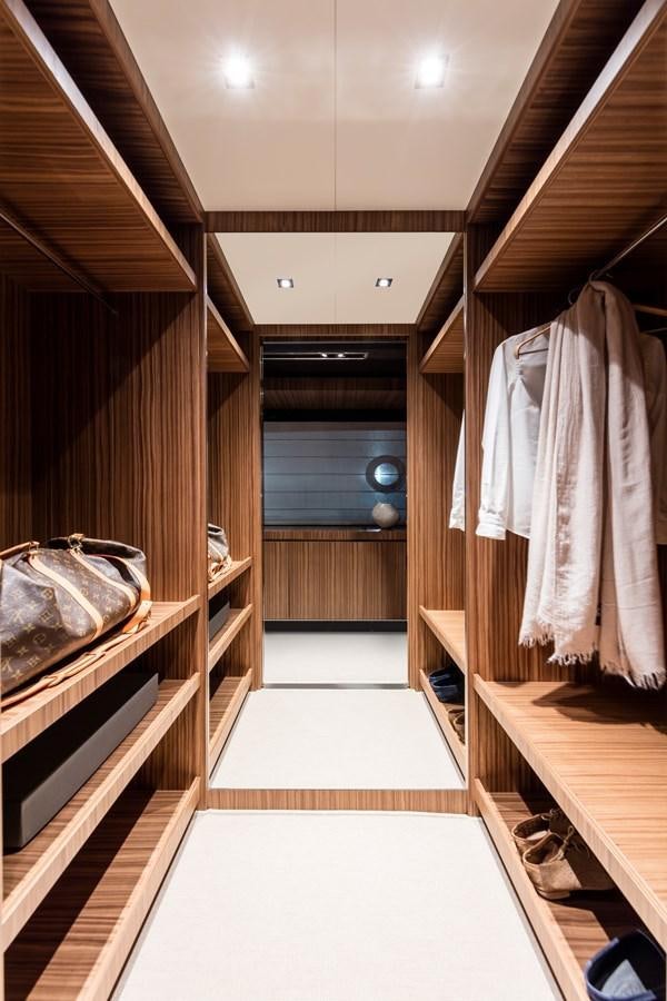 a bathroom with a large mirror aboard IRON GRYPHON Yacht for Sale