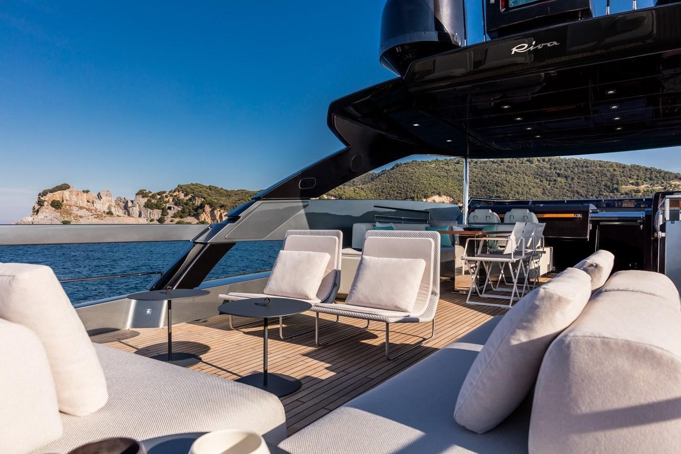 a lounge area on a boat aboard IRON GRYPHON Yacht for Sale