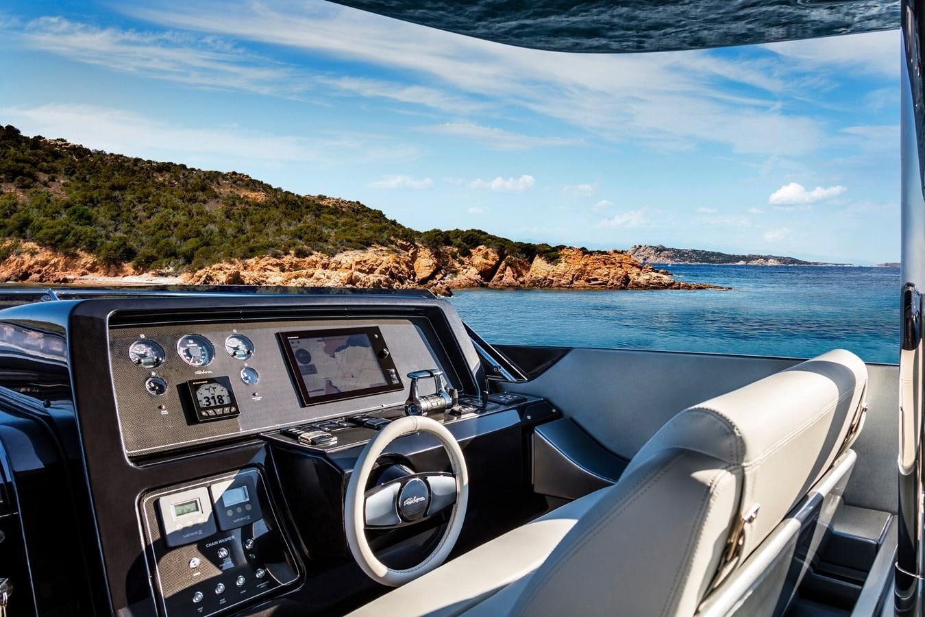 the inside of a car aboard IRON GRYPHON Yacht for Sale