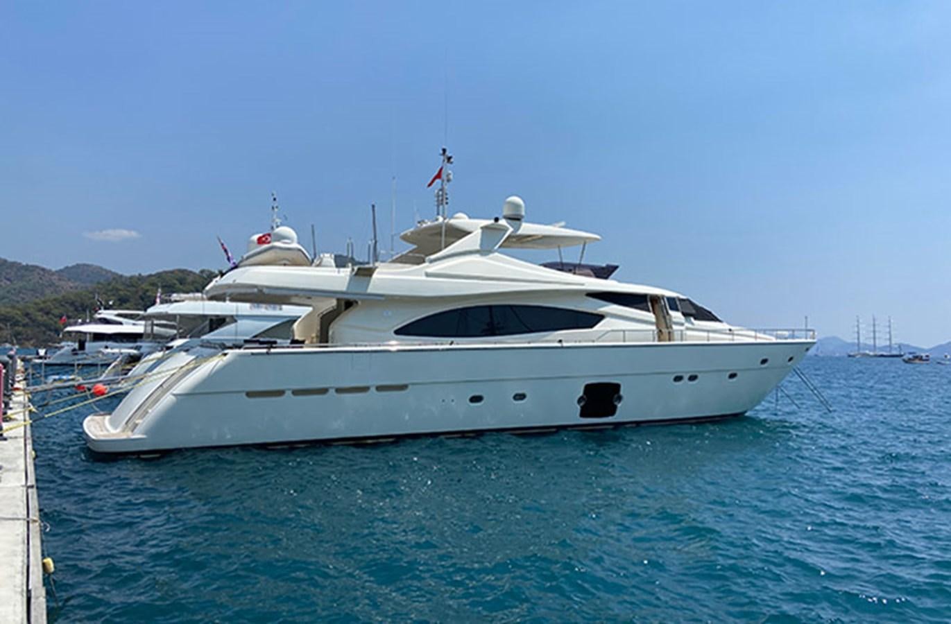 a white yacht in the water aboard BMO Yacht for Sale