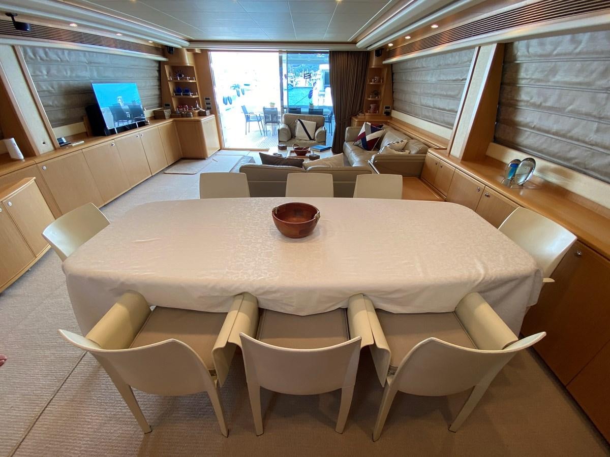 a large kitchen with a large table aboard BMO Yacht for Sale