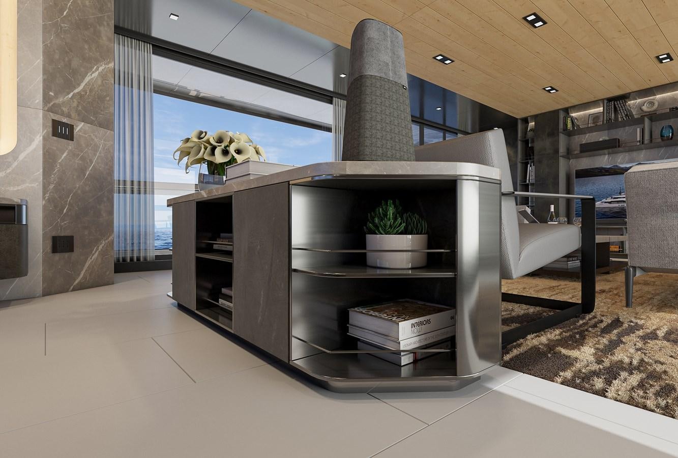 a modern looking living room aboard COLUMBUS ATLANTIQUE 37/01 Yacht for Sale