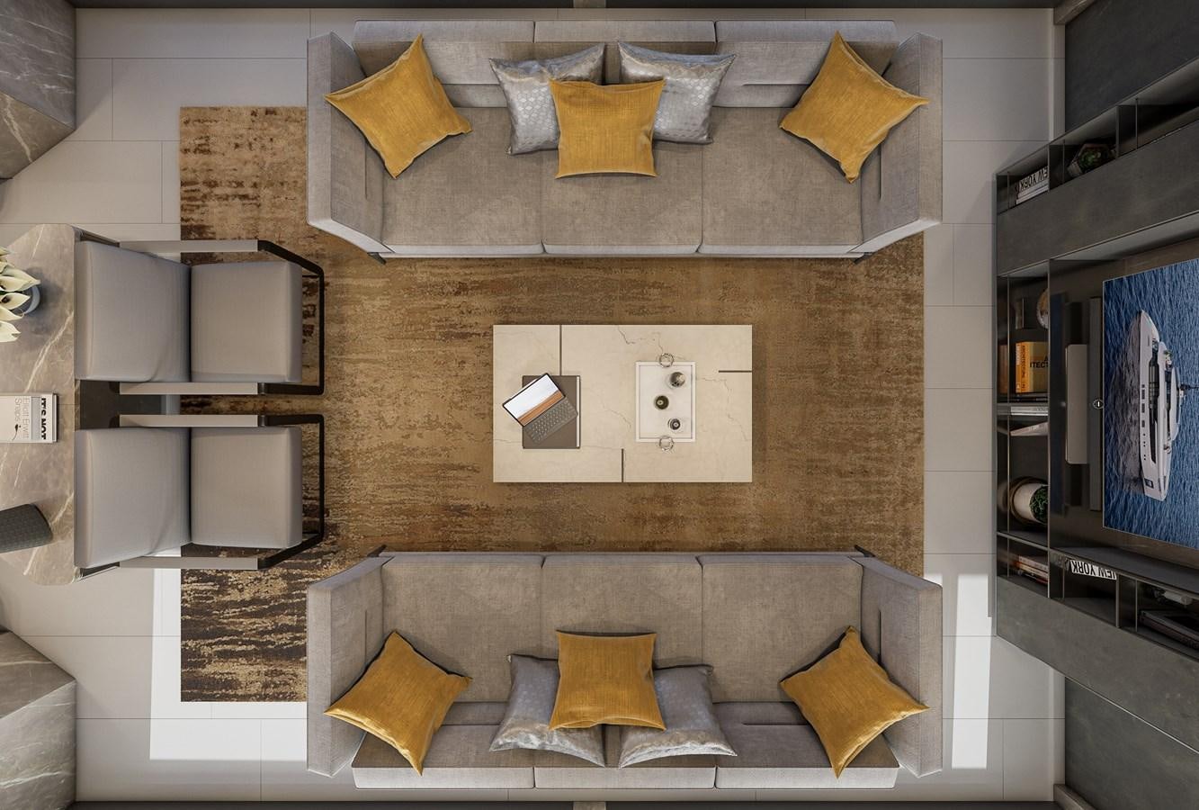 a room with a couch and a tv aboard COLUMBUS ATLANTIQUE 37/01 Yacht for Sale