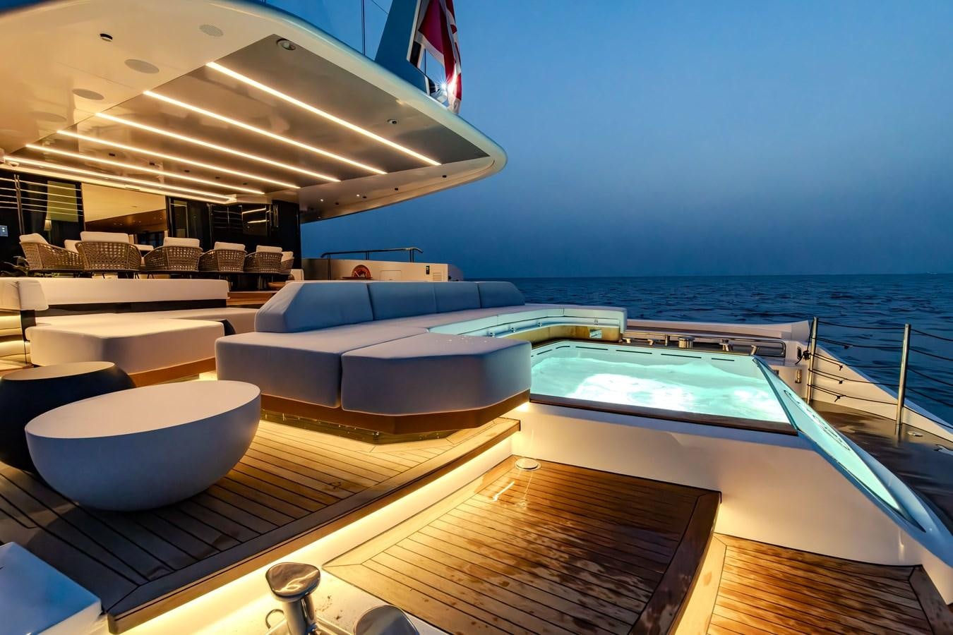 a large swimming pool on a deck aboard COLUMBUS ATLANTIQUE 37/01 Yacht for Sale