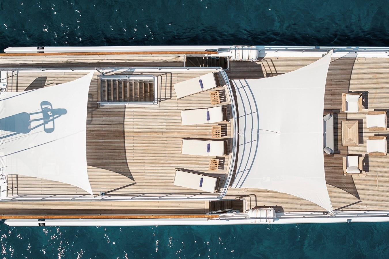 a building with many windows aboard KORU Yacht for Sale