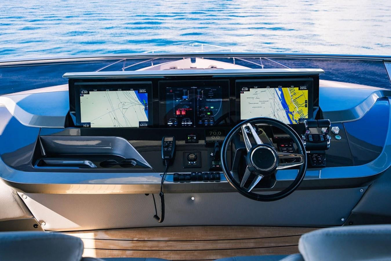 the inside of a car aboard TBANK Yacht for Sale