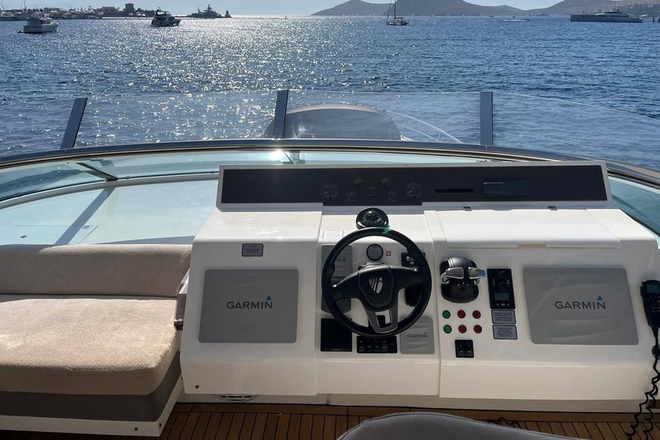 the dashboard of a car aboard FAIRLINE SQUADRON 78 2015 Yacht for Sale