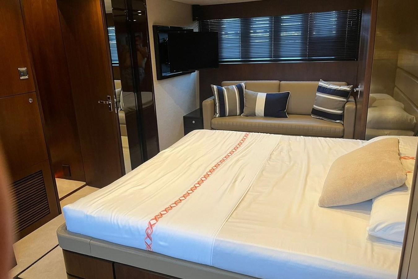 a bed in a room aboard FAIRLINE SQUADRON 78 2015 Yacht for Sale