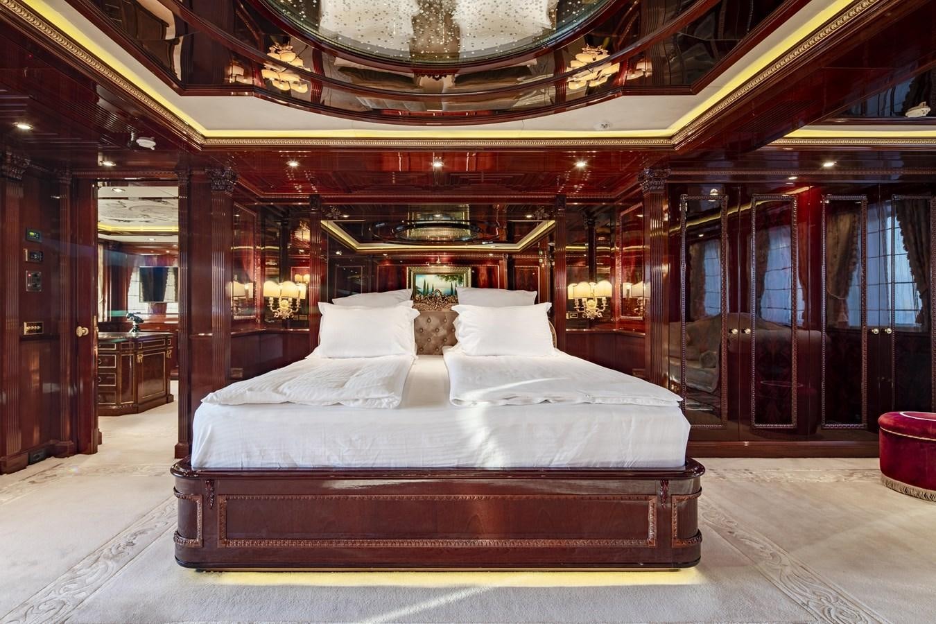 a bed in a room aboard RICHAR Yacht for Sale