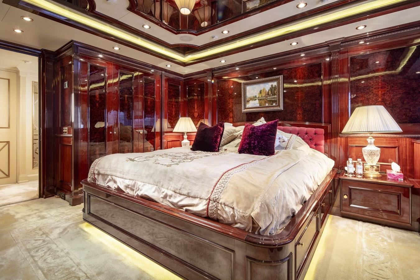 a bed in a room aboard RICHAR Yacht for Sale