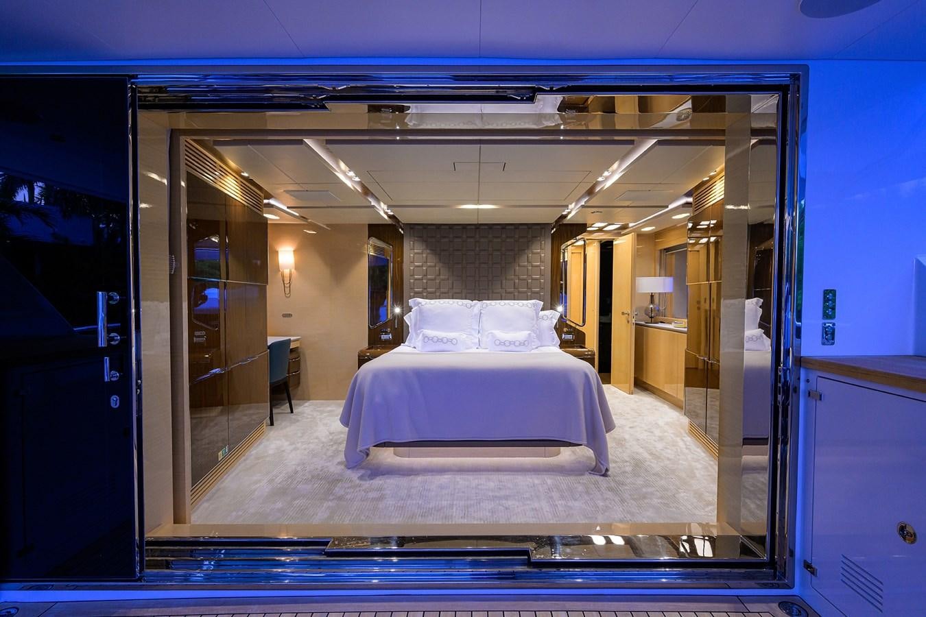 a bed in a room aboard UPTIGHT Yacht for Sale