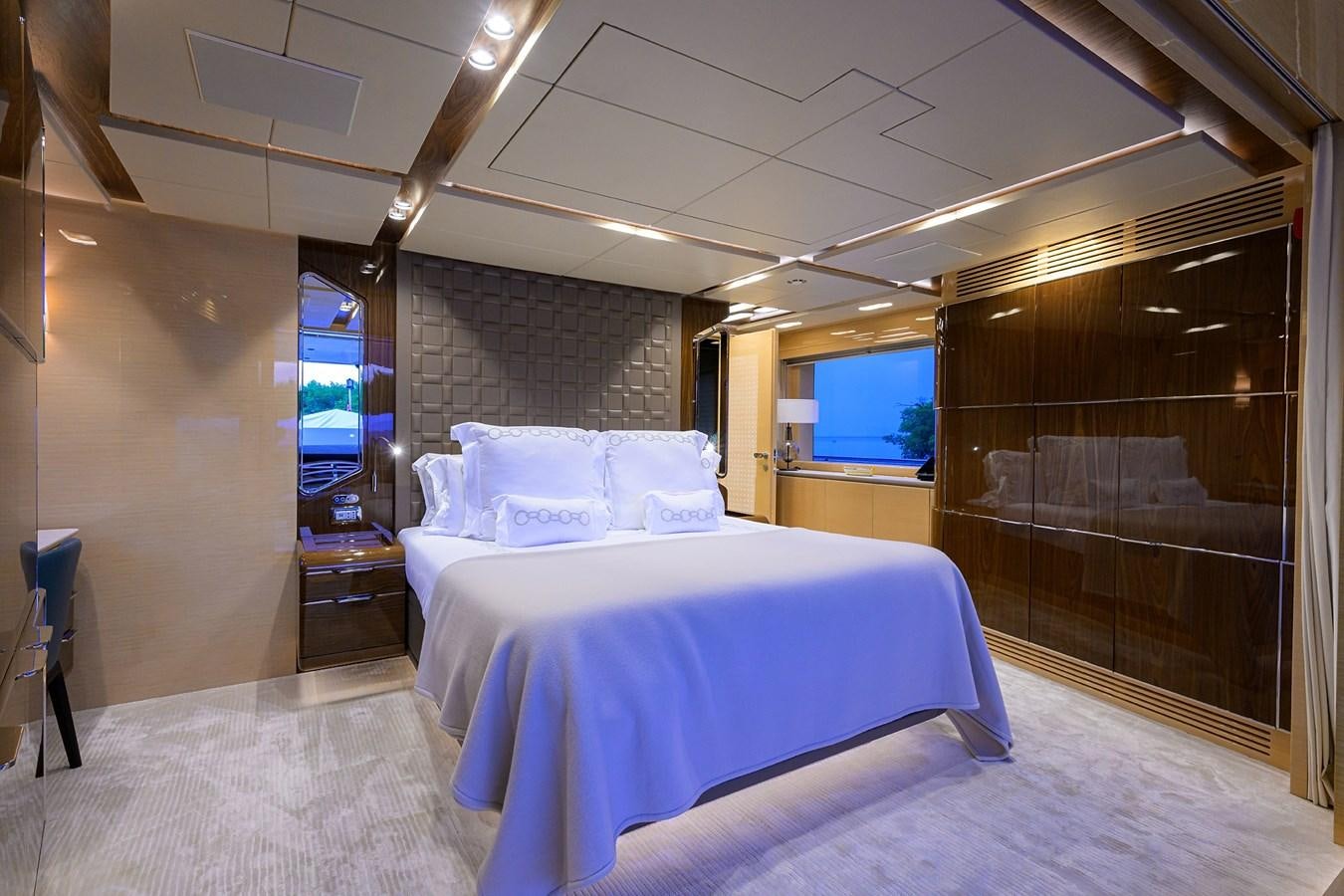 a bed in a room aboard UPTIGHT Yacht for Sale