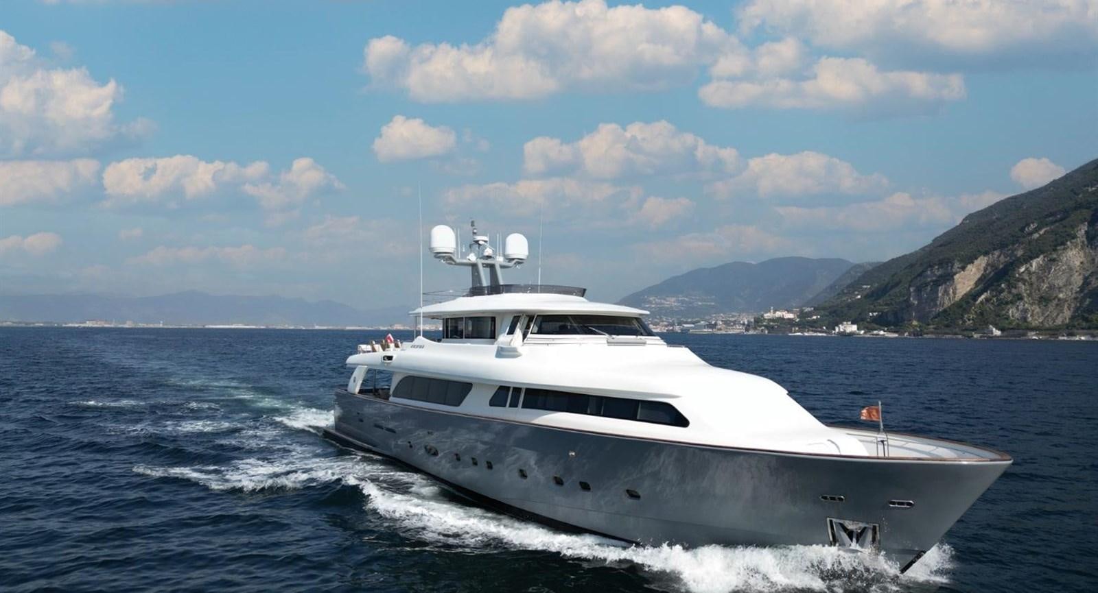 a white yacht on the water aboard ZIACANAIA Yacht for Sale