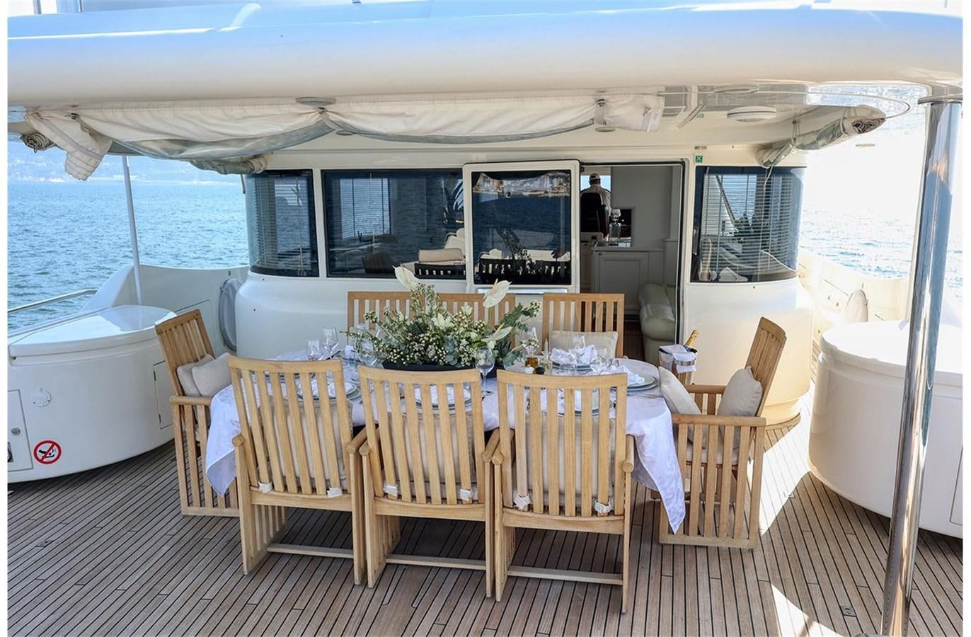 a table and chairs on a deck aboard ZIACANAIA Yacht for Sale