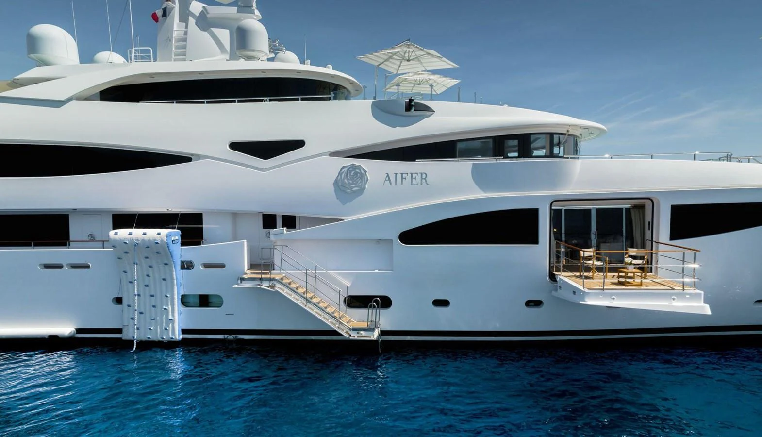 a white yacht in the water aboard CLELIA III Yacht for Sale