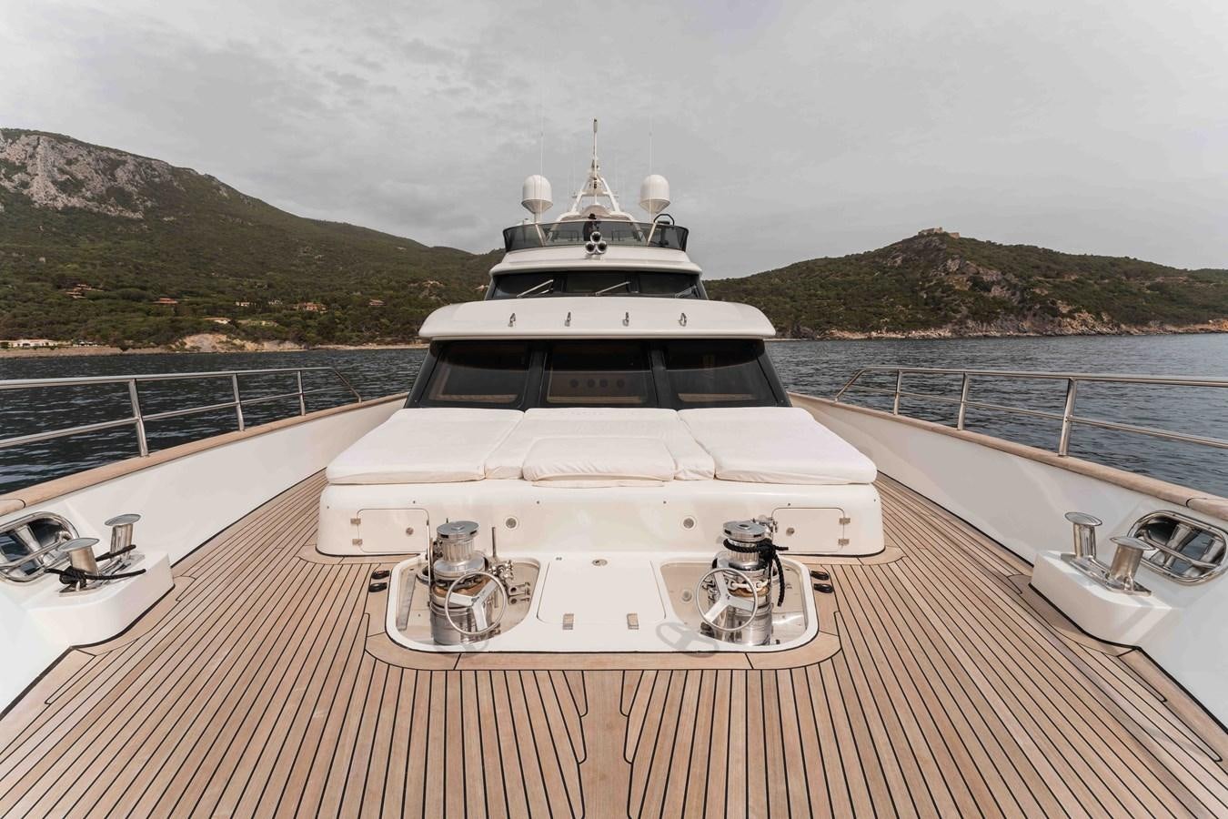 a large white boat on a dock aboard COCONUTS Yacht for Sale