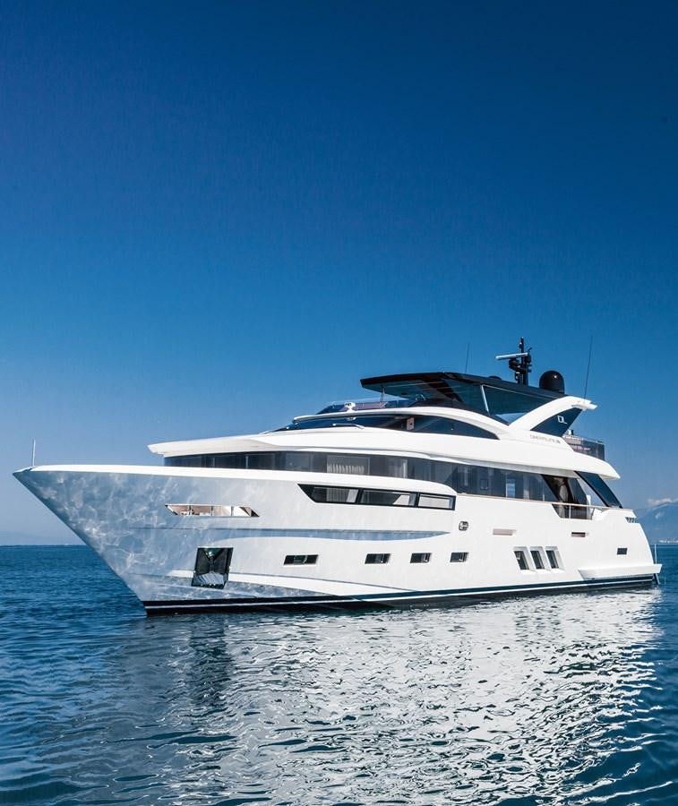 a white yacht in the water aboard DREAMLINE 35 Yacht for Sale