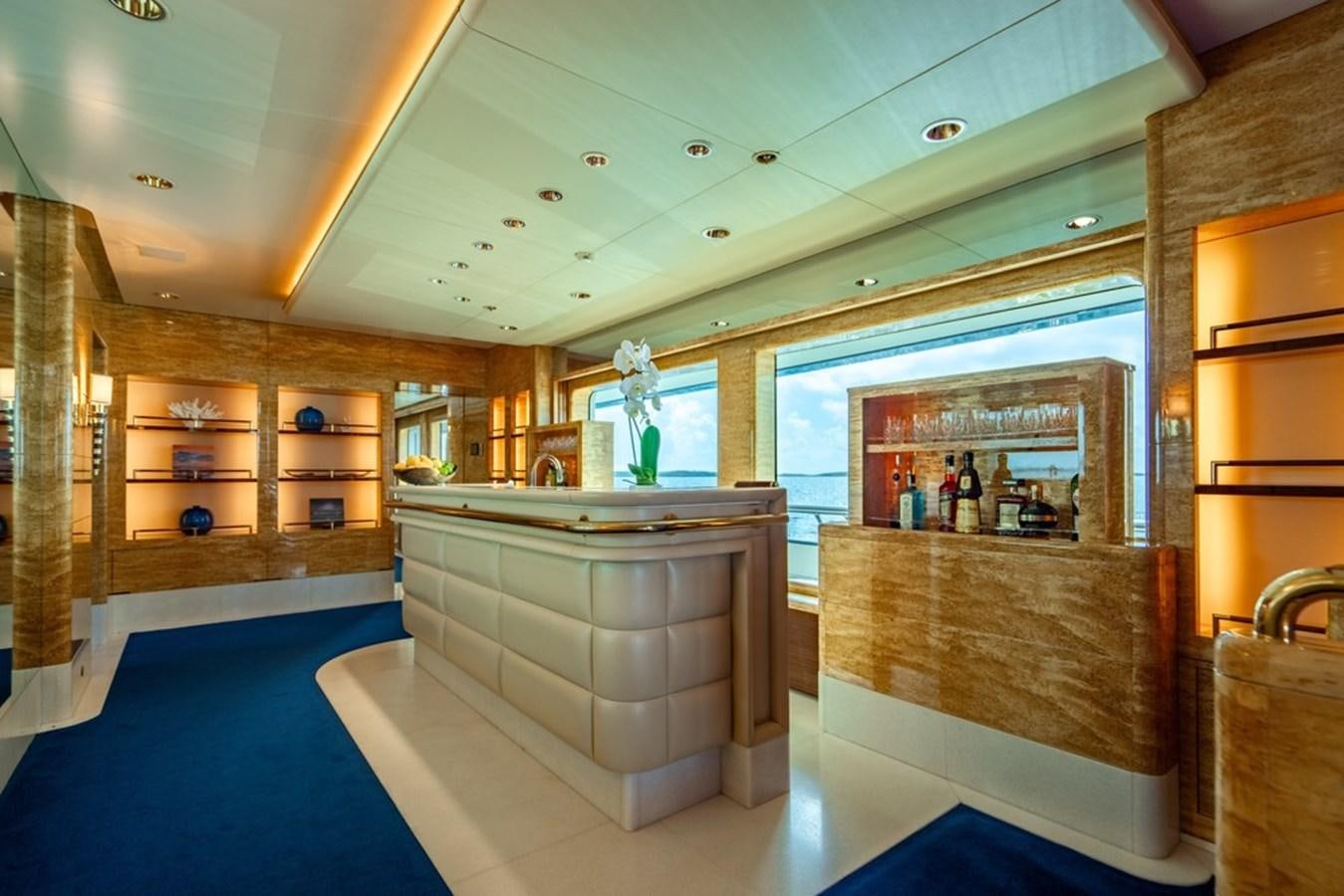 a room with a large sink and a large mirror aboard AMADEUS Yacht for Sale