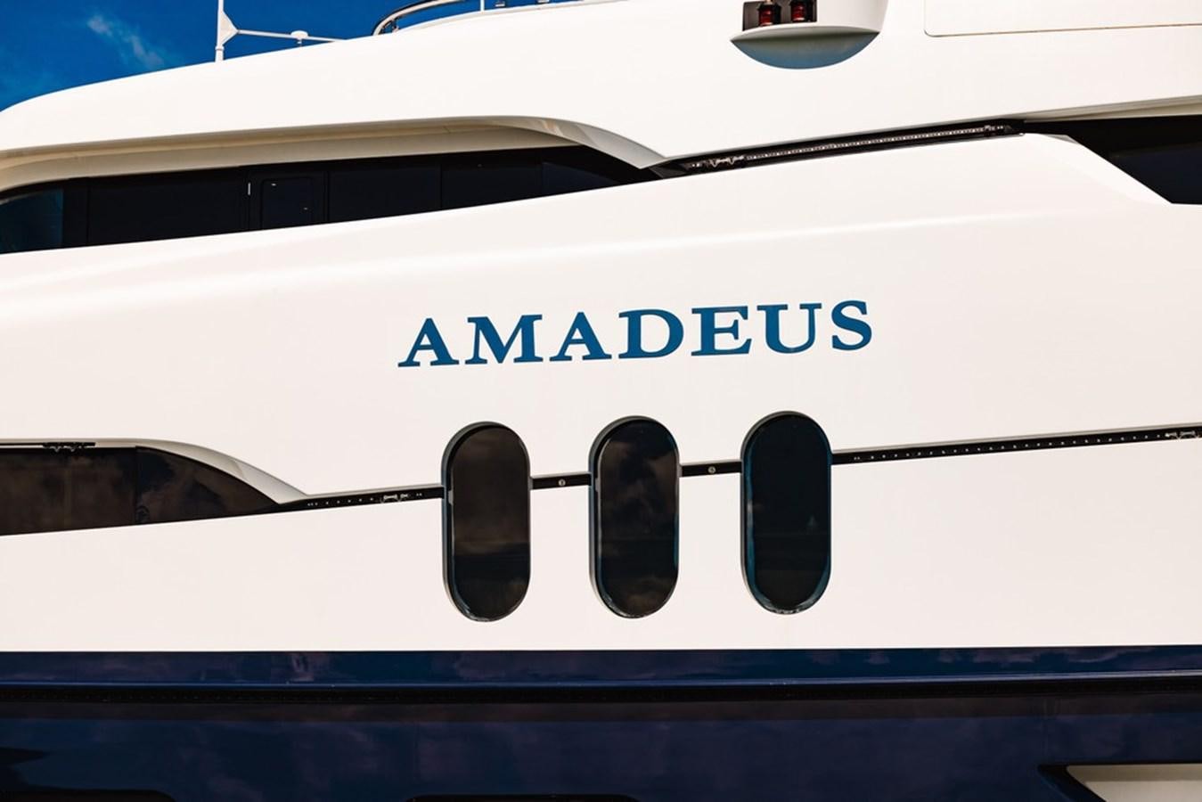 the front of a white airplane aboard AMADEUS Yacht for Sale