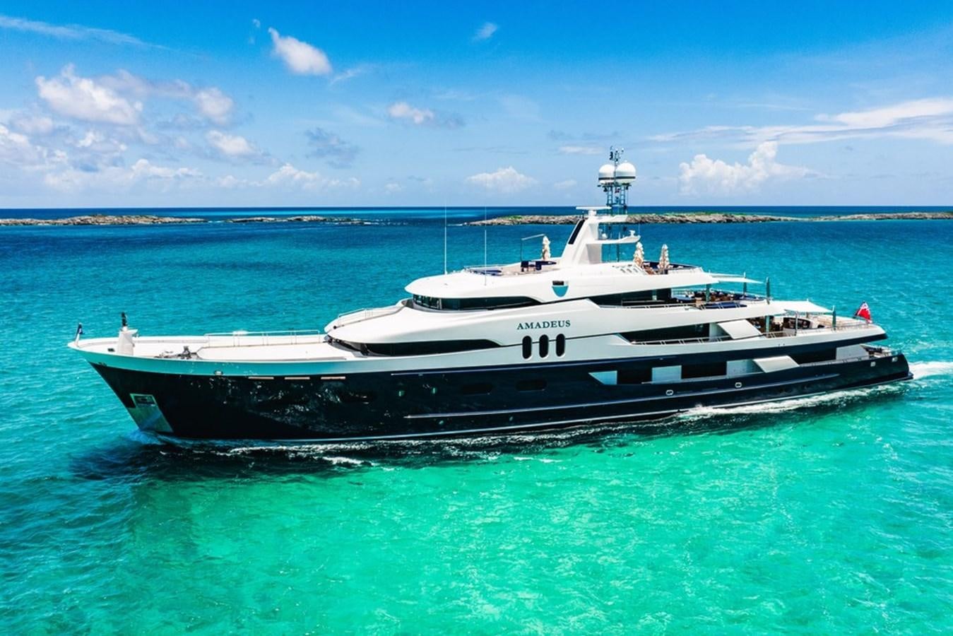 a boat in the water aboard AMADEUS Yacht for Sale