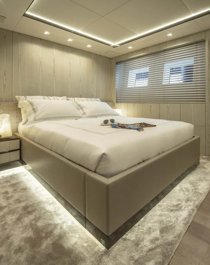 a bed in a room aboard MA Yacht for Sale