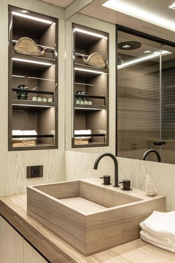 a bathroom with a large sink aboard MA Yacht for Sale