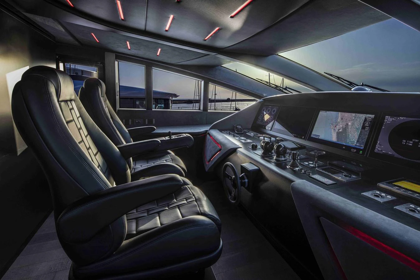 the interior of a car aboard MA Yacht for Sale