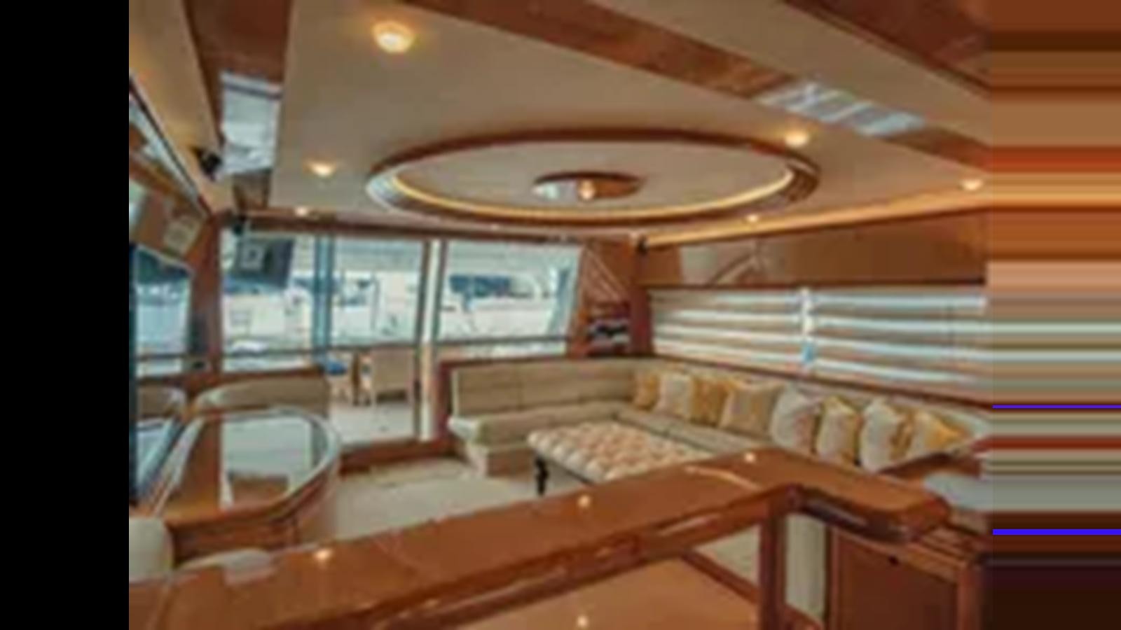 a room with a large mirror aboard 2004 FERRETTI YACHTS 810 Yacht for Sale